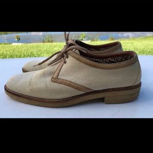 ROSSETTI GREEN by Fratelli Rossetti LOAFER Italian Canvas Beige Shoes sz 8,5 M